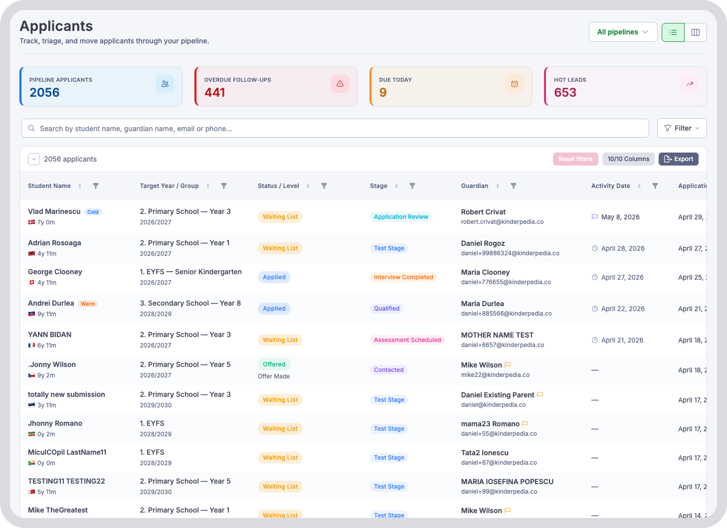 admissions CRM for international schools