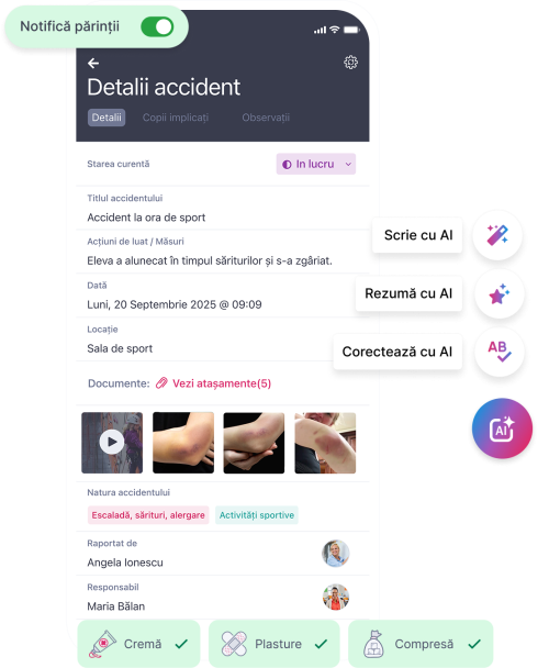 AI school management software - Write, correct and summarize messages with AI